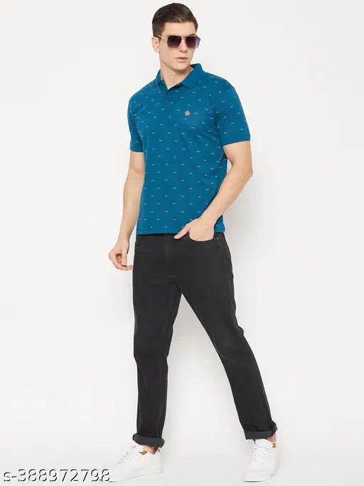 Soft cotton blend UBX men's half sleeve polo t-shirt, unmatched comfort and durability for men's fashion. Classic denim jeans style, perfect for everyday wear with sneakers. Made in India