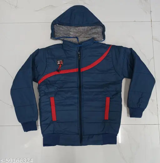 Boys' blue zippered jacket with a hood, 3m waterproof fabric