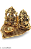 Laxmi-Ganesh metal idol set for pooja and gifting, Indian handcrafted deities in worship display