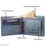 Solid faux leather designer wallet, handcrafted in India, with 2 compartments & multiple card slots