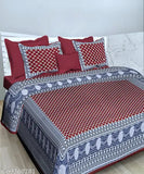 Jaipuri 100% cotton queen double bedsheet, lively designed with intricate detailing, 2 pillow covers included