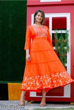 Orange kameez with floral embroidery