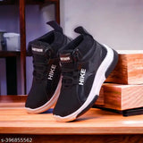 Casual sneakers, black high top, with white soles, suitable for outdoor running and training