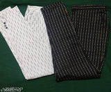 Black cotton printed net pants with 3D design, pack of two - women's size options available from S to XXL (India origin)