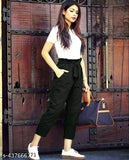 Black women's high-waisted trouser pants