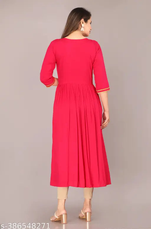 Mahin Rayon Anarkali Kurti XL (Bust 42in), vibrant solid style for women's fashion, India-made traditional-meets-modern wear