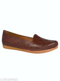 Brown plastic ballerinas, trendy slip-on design, comfortable for everyday wear - Ajanta Women's PL2001