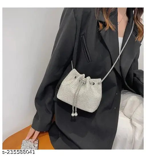 Fashionable beaded pearl sling bag with 1 adjustable strap, perfect for everyday use