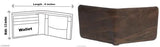 Brown PU two-fold leather wallet, Classic World's new trendy men's design featuring a solid pattern, double zip compartment, and 5 card slots. Free size (L9cm x W5cm), origin India