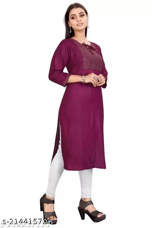 Rayon kurta for women, maroon in color