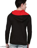 Cotton men's full sleeve hoodie, solid color design, size XS - XXL, Indian-made apparel on hanger