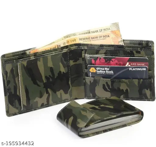 Brown faux leather two-fold wallet for men, stylish and trendy with 4 compartments and printed net pattern. Ideal for casual or formal occasions