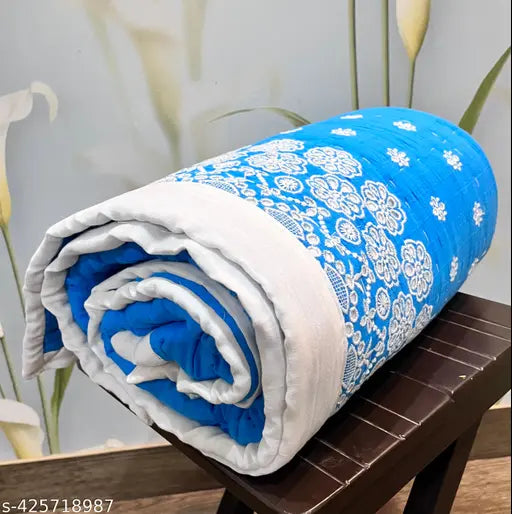 Handmade kids cotton quilt, 250 GSM, embroidered borders, breathable & soft, ideal for mild winter, available in crib and single sizes