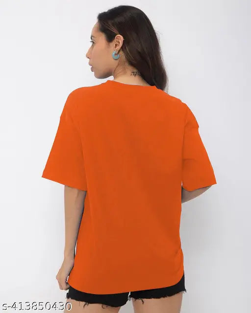 Trendy Oversized Printed Cotton Blend Half Sleeve Women's T-shirt