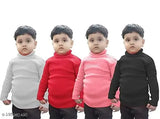 Woolen Unisex Warm Round Neck Full Sleeves Combo T-Shirt/Inner Sweaters for Winter (White,Red,Pink,Black) PACK OF 04
