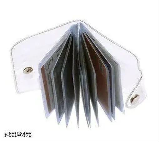Solid plastic business card holder wallet, 2 compartments with 10 clear PVC slots, Indian-made, ideal for men and women's daily use
