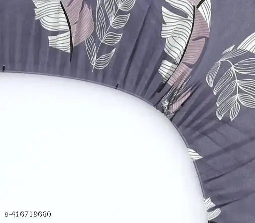 Glace Cotton, 360-degree elastic fitted double bedsheet (78*72 inch) with 2 pc pillow cover - soft, botanical pattern, ideal for summer