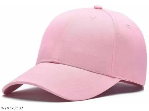 Pink baseball cap with snap button closure