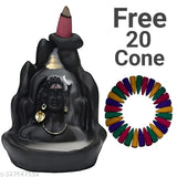 Resin Adi Shankara Shiv Idol statue, 10.5cm tall, 11cm high, 10cm broad, incense holder showpiece with free smoke cones, Indian origin