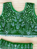 Velvet embroidered lehenga choli for kids (14-17 in), perfect for Indian weddings or festive occasions made in India