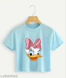 Stylish cotton blend t-shirt for women with modern print, short sleeves. Made in India