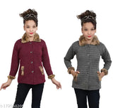Wool, printed net, full sleeve pack of 2 sweaters for girls aged 4-7 years - CHRISTY'S COLLECTION on Gillkart