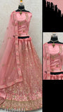 Fancy designer net lehenga choli, embroidered with multi-color prints, perfect for regular occasions. Indian origin
