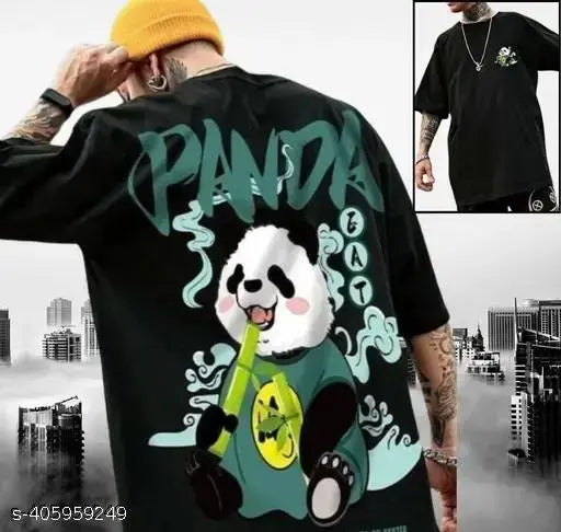 Mens oversized cotton blend t-shirt, short sleeve, printed pattern on display