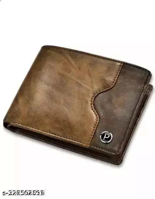 Faux leather men's wallet, colorblock design with 12 card slots, sleek and organized accessory for everyday use