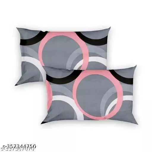 Platinum printed Glace cotton bedsheet set. Grey and pink design, elasticated fit, 2 pillow covers.