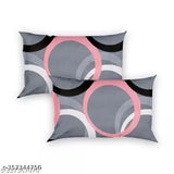 Platinum printed Glace cotton bedsheet set. Grey and pink design, elasticated fit, 2 pillow covers.