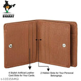 Brown faux leather wallet, 2 compartments, modern design by Royal Craft, India