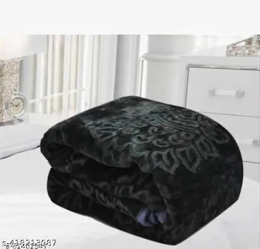 Grey microfiber mink blanket, free size (100in x 90in), perfect for a double bed