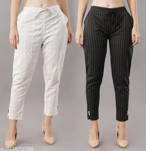 Cotton women's self-design pants, two pieces available in sizes 38, 40, 42, 44, and 46 (Indian origin)