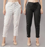 Cotton women's self-design pants, two pieces available in sizes 38, 40, 42, 44, and 46 (Indian origin)