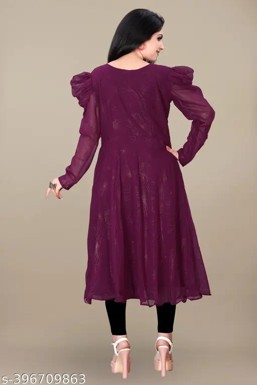 Georgette printed kurti and dupatta for women, under 299, solid combo, three-quarter sleeves. Black paper kurta with long sleeves, also available in various sizes (M to XXXL). Indian-made fashion