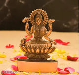 Copper Ma Laxmi idol, 11cm tall, intricately crafted Indian Ganesh-Laxmi statue