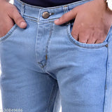 Light blue denim jeans, trendy men's slim fit (N-34), made in India