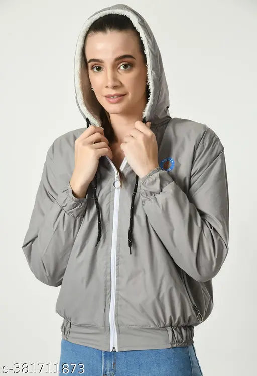 Grey polyester long-sleeved shirt JAICET, solid color adult clothing on hanger