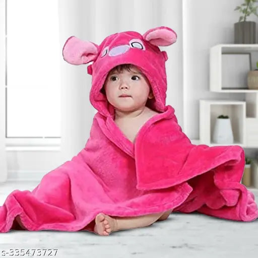 Microfiber hooded baby blankets for newborns, set of 2 by Aakriti - soft & trendy, free size (34x28in), made in India