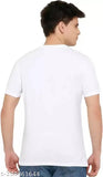 White printed polyester T-shirt by Danish Zehena, short sleeves with colorful pattern. S available for chest size 38in