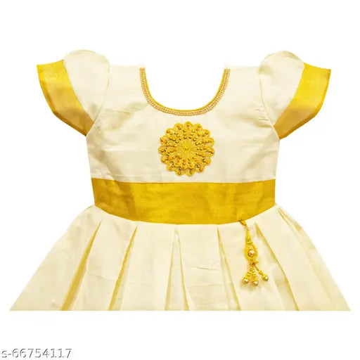 Solid net Kerala frock, short sleeves, adorable clothing for toddlers aged 6 months to 3 years, Indian handcrafted fashion