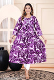 Purple and black floral embroidered kurta with white border
