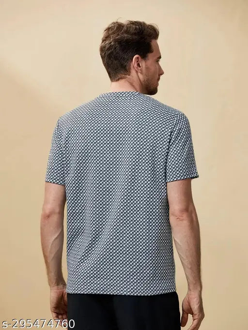 Multicolor printed cotton blend men's checked round t-shirt, soft and breathable for all-day comfort. Designed for smart casual wear, perfect for various outfits
