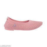 Pink cotton ballerina flat shoes with embossed lettering