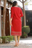 Women's red kurta with straight cut