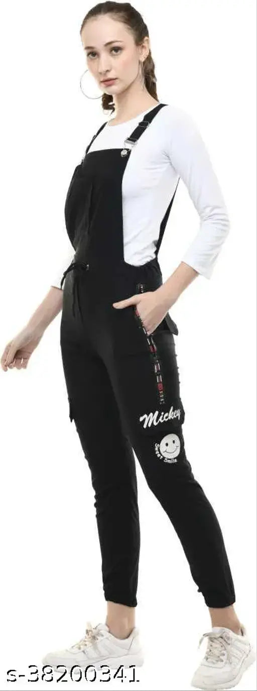 Black cotton blend sleeveless jumpsuit for women, size S28, M30, L32, XL34 - latest modern stylish print design from India