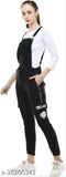 Black cotton blend sleeveless jumpsuit for women, size S28, M30, L32, XL34 - latest modern stylish print design from India