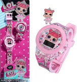 Pink digital watch with glowing disco lights, suitable for kids and girls