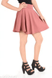Salmon polyester solid skirt for women's fashion, XS-XXL sizes available